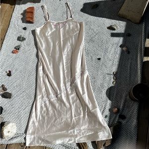 Floral lace pink satin slip/nightgown